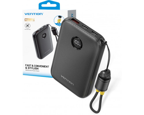 Vention 10000mAh 2 x USB-C 1x USB-A ar displeju 22.5W black