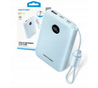 Vention 10000mAh 2 x USB-C 1x USB-A ar displeju 22.5W Blue