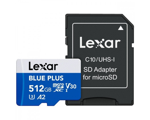 SD  Lexar Blue Plus MicroSDXC 512 GB Class 10 UHS-I/U3 A2 V30 (LMSBLPL512G-BNANG)