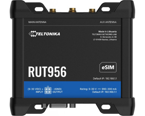 TELTONIKA NETWORKS�RUT956�DUAL SIM 4G/LTE/3G/2G RS232 RS584 WiFi eSIM Version