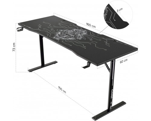 Gaming galds gamingowe Cobra X-Mate CRF160BK + mata, 160 cm