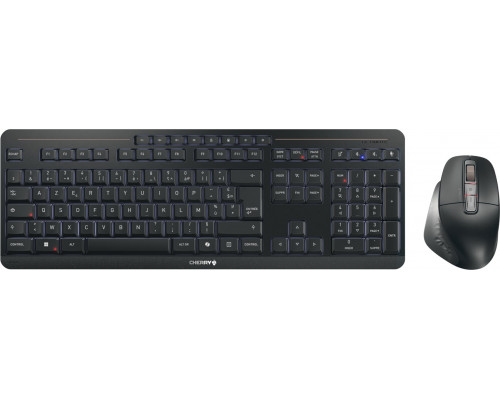 Cherry CHERRY Stream desktop ultimate klawiatura Dołączona myszka Dom/Biuro USB + RF Wireless + Bluetooth AZERTY francuski Black