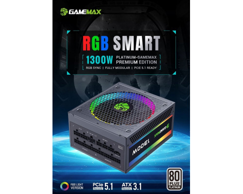 GameMax Gamemax Power Supply, 80 PLUS, Platinum | RGB PRO 1300P | 1300 W
