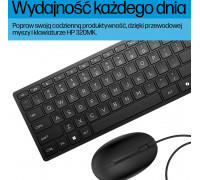 HP Desktop 320MK Zestaw klawiatura i mysz full size USB GB czarny