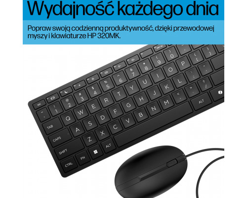 HP Desktop 320MK Zestaw klawiatura i mysz full size USB GB czarny