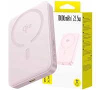 Baseus Baseus EnerFill FM12 Qi2 10000mAh 22.5W kompatybilny z MagSafe z białym kablem Baseus Simple USB-C 20V/3A 0,30m - różowy