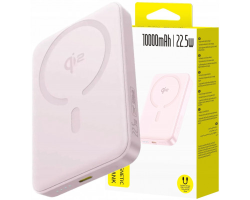Baseus Baseus EnerFill FM12 Qi2 10000mAh 22.5W kompatybilny z MagSafe z białym kablem Baseus Simple USB-C 20V/3A 0,30m - różowy
