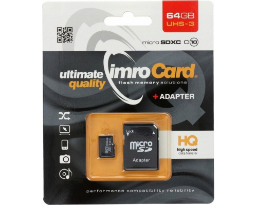 SD  Imro MicroSDXC 64 GB Class 10 UHS-I/U3  (10/64G UHS-3 ADP)