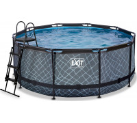 Exit Exit Toys Stone Pool, Frame Pool O 360x122cm, swimming pool (grey, with filter pump)