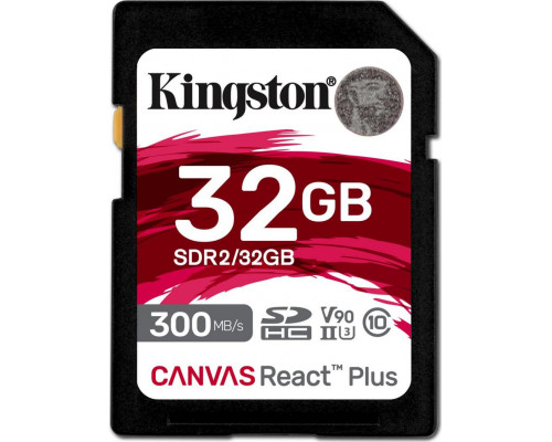 SD  Kingston Canvas React Plus SDHC 32 GB Class 10 UHS-II/U3 V90 (SDR2/32GB)