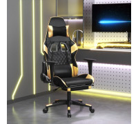 vidaXL Masujący fotel Gaming with footrest, black-złoty