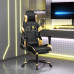 vidaXL Masujący fotel Gaming with footrest, black-złoty