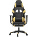 vidaXL Masujący fotel Gaming with footrest, black-złoty