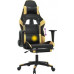 vidaXL Masujący fotel Gaming with footrest, black-złoty