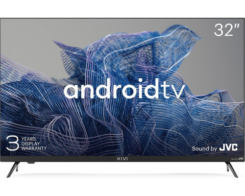 Kivi 32', HD, Google Android TV, Black, 1366x768, 60 Hz, Sound by JVC, 2x8W, 33 kWh/1000h , BT5, HDMI ports 3, 24 months