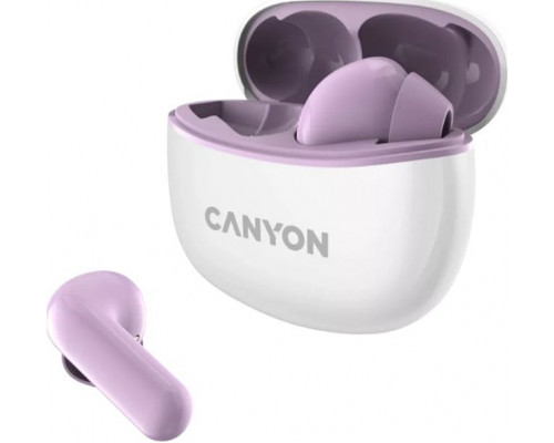 Canyon CANYON TWS-5, Bluetooth headset, with microphone, BT V5.3 JL 6983D4, Frequence Response:20Hz-20kHz, battery EarBud 40mAh*2+Charging Case 500mAh, type-C cable length 0.24m, size: 58.5*52.91*25.5mm, 0.036kg, Purple