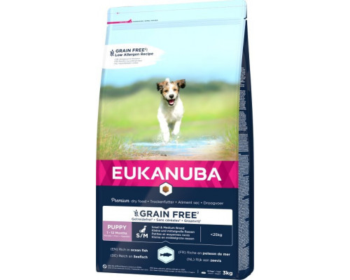 EUKANUBA EUKANUBA SZCZENIE MAŁA I ŚREDNIA RASA BEZ ZBÓŻ RYBA OCEANICZNA 3KG