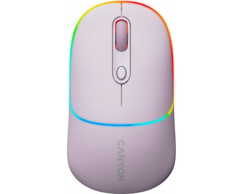 Canyon CANYON MW-22, 2 in 1 Wireless optical mouse with 4 buttons,Silent switch for right/left keys,DPI 800/1200/1600, 2 mode(BT/ 2.4GHz), 650mAh Li-poly battery,RGB backlight,Pearl rose, cable length 0.8m, 110*62*34.2mm, 0.085kg