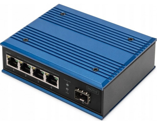 Switch Digitus Digitus 4-port   Gigabit Ethernet PoE, przemysłowy, niezarządzany, 1 łącze SFP