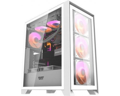 Darkflash DRX70 GLASS Computer Case + 4 RGB Fans (White)