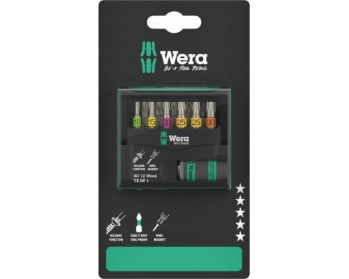 Wera ZESTAW BITÃW BIT-CHECK 12 WOOD TX HF 1 SB, 12CZ