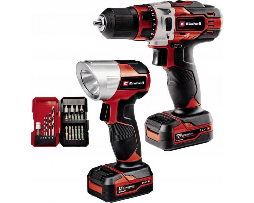 Einhell Einhell Cordless Drill TE-CD 12/1 +22+CL, 12V (red/black, 2x Li-Ion battery 2Ah, 22-piece bit and drill set + battery light)