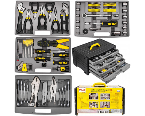 WMC Įrankių rinkinys WMC WAR706, 135 vnt.