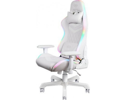 Deltaco Žaidimų kėdė DELTACO GAMING Baltas LINE, RGB, kaklo pagalvėlė, nugaros pagalvėlė, balta / GAM-080-W