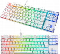 Deltaco Žemo profilio mechaninė RGB klaviatūra DELTACO GAMING UK išdėstymas, raudoni jungikliai, balta/RGB / GAM-111-W-UK