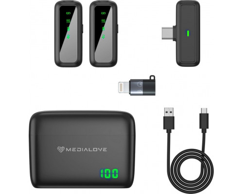 Medialove Mikrofony Medialove bezprzewodowe krawatowe SX6 + powerbank