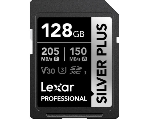 SD  Lexar Professional Silver Plus SDXC 128 GB Class 10 UHS-I/U3 V30 (LSDSIPL128G-BNNNG)