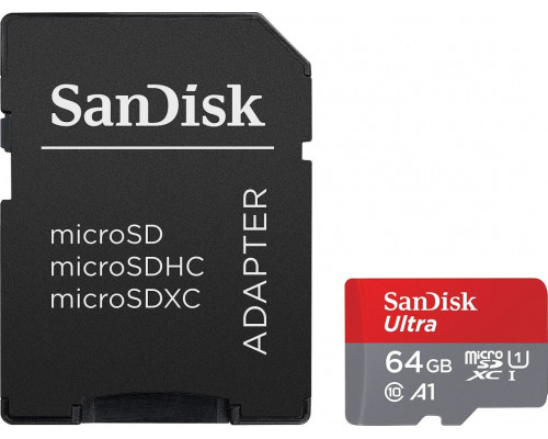 SD  SanDisk Ultra MicroSDXC 64 GB Class 10 UHS-I/U1 A1 (SDSQUAB-064G-GN6TA)