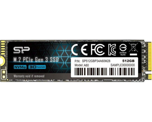 SSD 512GB SSD Silicon Power P34A60 (bulk) 512GB M.2 2280 PCI-E x4 Gen3 NVMe (SP512GBP34A60M28RR)