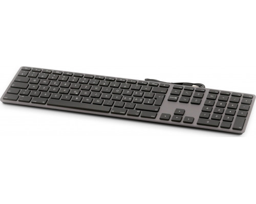 LMP Large Font USB Keyboard 110 keys wired USB keyboard with 2x USB and aluminum upper cover - German - space gray