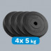 Rebel Bitumena slodžu komplekts 4x5kg, caurums 31mm, klasiskais disks, REBEL ACTIVE