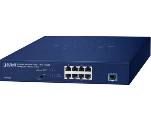 Switch Planet Planet MGS-910X 8-Port 10/100/1000/2500T + 1-Port 10G SFP+ Multigigabit Ethernet Switch (Fanless design, Standard/VLAN mode, desktop size with rackmount kit)