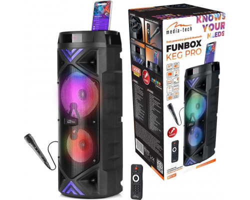 Media-Tech MEDIA-TECH FUNBOX KEG PRO Power audio głośnik Bluetooth 5.0+EDR funkcja karaoke RMS 50W PMPO1400W FM Radio wyśiwietlacz dwa głośnik