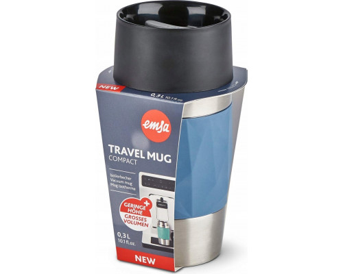 Emsa Emsa TRAVEL MUG Compact thermal mug (blue/stainless steel, 0.3 liters, screw cap)