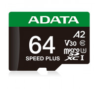 SD  ADATA Speed Plus MicroSDXC 64 GB Class 3 UHS-I/U3 A2 V30 (UD64GUI3V30A2SP-RA1)