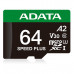 SD  ADATA Speed Plus MicroSDXC 64 GB Class 3 UHS-I/U3 A2 V30 (UD64GUI3V30A2SP-RA1)