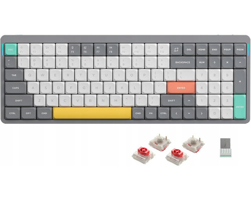 Nuphy - Air96 V2 Wireless Mechanical Keyboard - Bezprzewodowa Mechaniczna Slim Lunar Gray Red