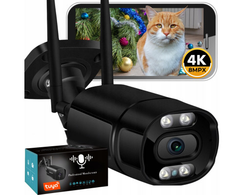 Zewnętrzna WiFi 8MPx TUYA SMART Ultra HD 4K ZOOM SD LED AUDIO SD [BLACK-TUBE]