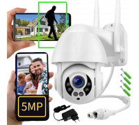 ZEWNĘTRZNA KAMERA OBROTOWA WIFI IP BEZPRZEWODOWA 5Mpx ZOOM X4 QHD SD AUDIO [GUARD-LIGHT]