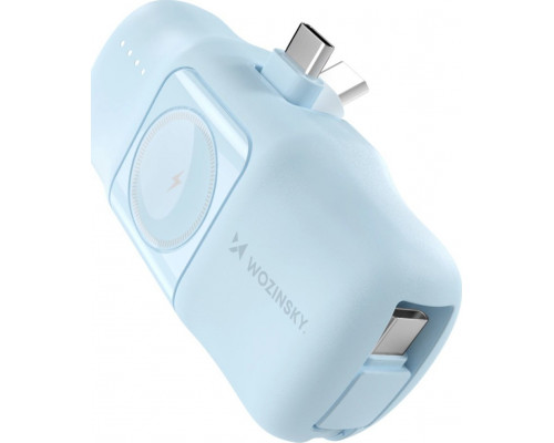 Mini powerbank Wozinsky WF16-YCS 5000mAh 15W USB-C with a built-in kablem USB-C i ładowarką do Apple Watch - Blue