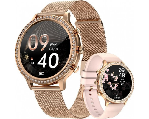 Smartwatch Damski Veltori VT310-1 Złota Bransoleta + Rose Pasek Silikonowy