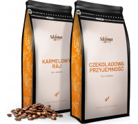 SkimaCoffee Zestaw 1kgX2 KARMELOWY RAJ/CZEKOLADOWA PRZYJEMNOŚĆ Świeżo Palona do ekspresu