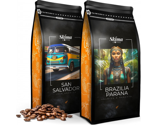 SkimaCoffee Zestaw 1kgX2 BRAZILIA PARANA/SAN SALVADOR Świeżo Palona do ekspresu