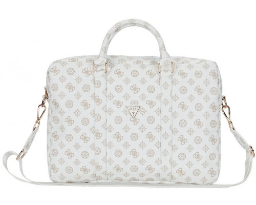 Bag Guess 4G Peony Front Pocket Zipper Triangle Logo 16" white