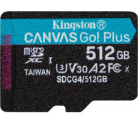 SD  Kingston Canvas Go! Plus (Gen4) MicroSDXC 512 GB Class 10 UHS-I/U3 A2 V30 (SDCG4/512GBSP)