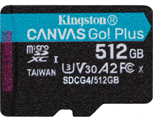SD  Kingston Canvas Go! Plus (Gen4) MicroSDXC 512 GB Class 10 UHS-I/U3 A2 V30 (SDCG4/512GBSP)